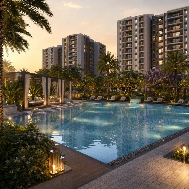 Sattva Codename Jigani Gallery Image Swimming pool and deck at Sattva Codename Jigani, artist impression