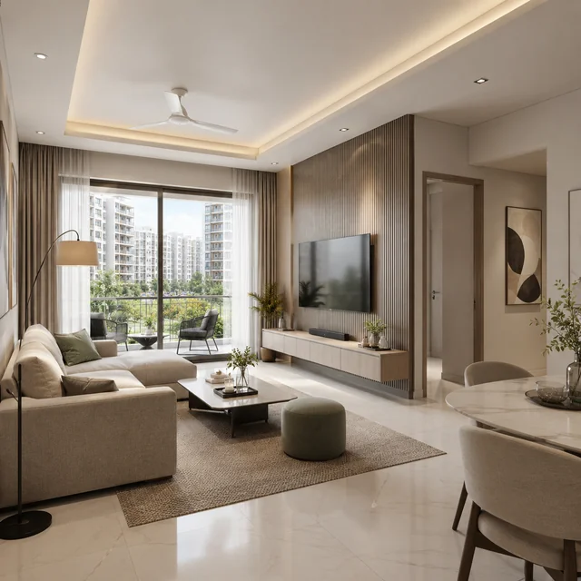 Sattva Codename Jigani Gallery Image Living room interior of a home at Sattva Codename Jigani, artist impression